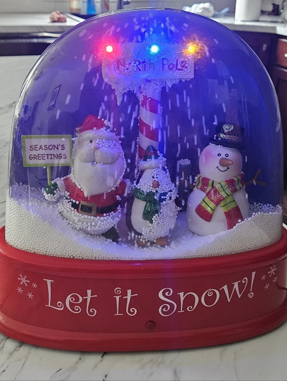 Gemmy "Let It Snow"  13" Waterless, Animated Snow Globe with blinking lights.